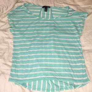 blue stripe short sleeve aqua